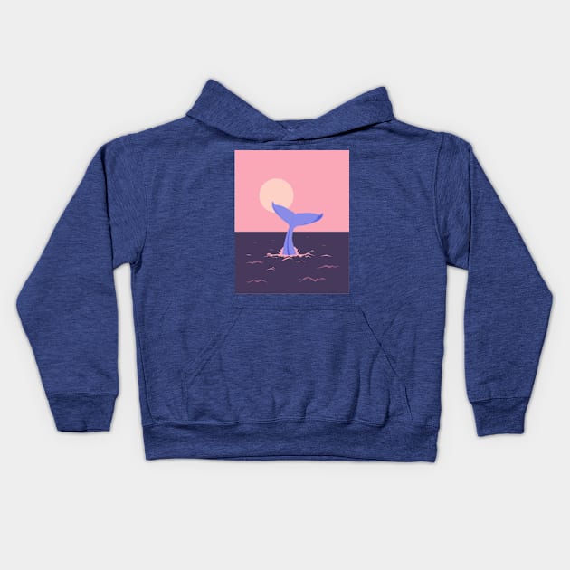 Tale of a Humpback whale's tail Illustration Kids Hoodie by lisousisa